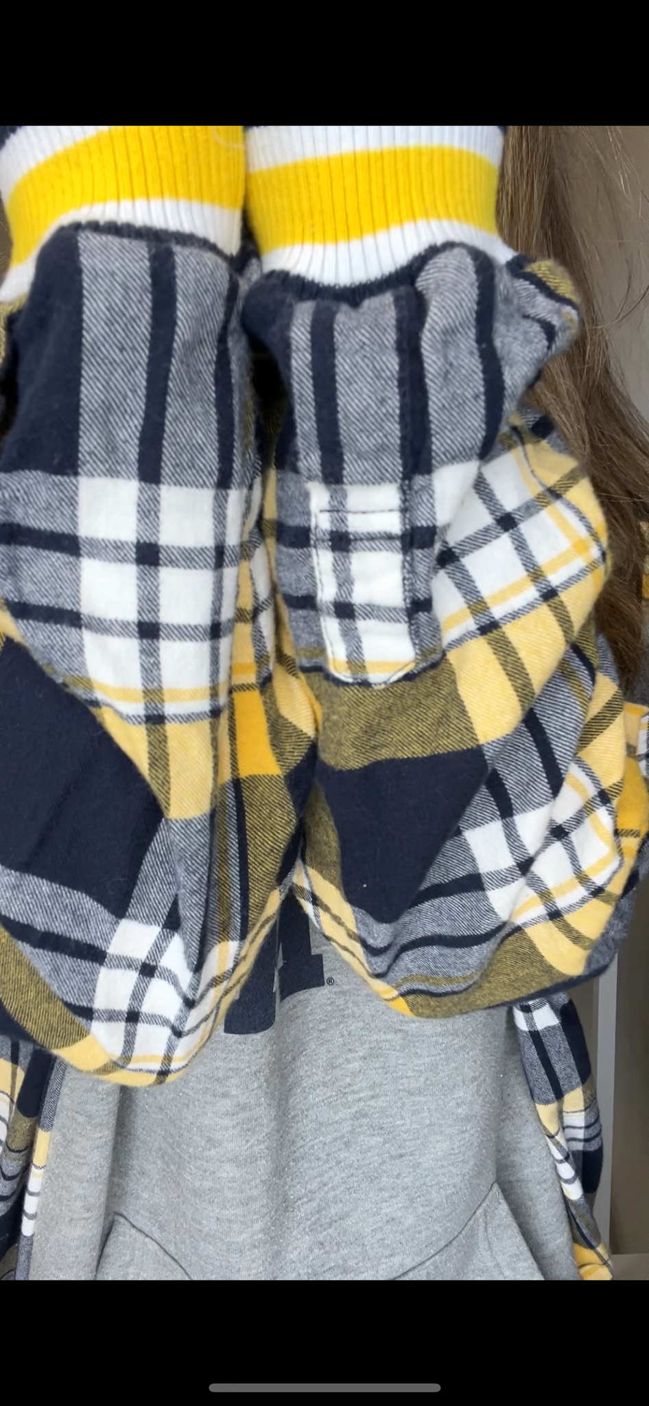 Upcycled ￼UofM - Women’s 1X – soft thick sweatshirt with flannel sleeves￼