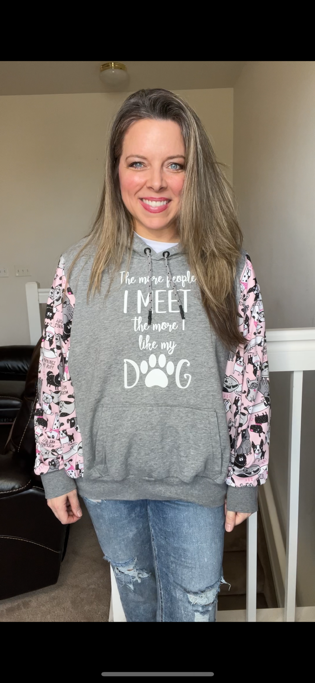 Upcycled Love My Dog - women’s M/L – midweight sweatshirt with stretch jersey sleeves￼