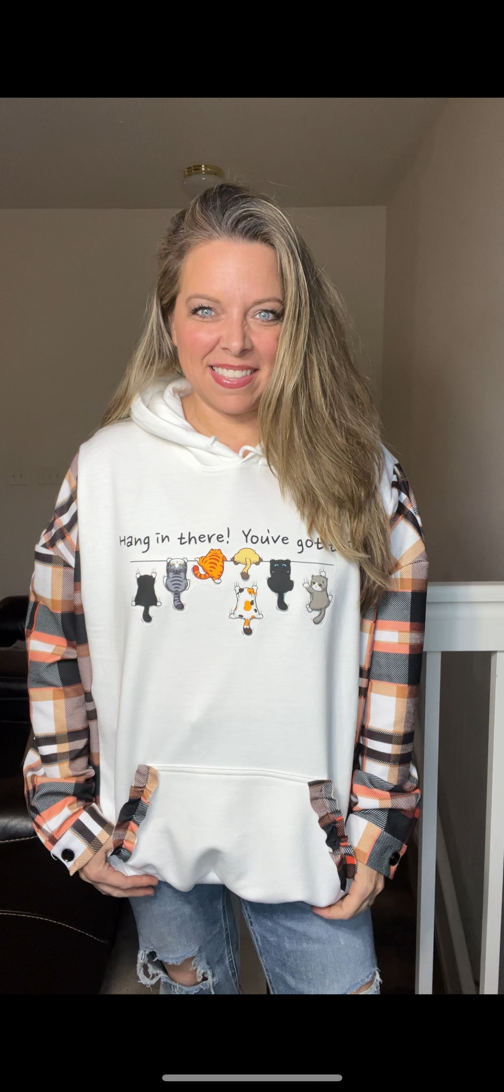 Upcycled Cats – women’s 3X midweight sweatshirt with stretchy sleeves