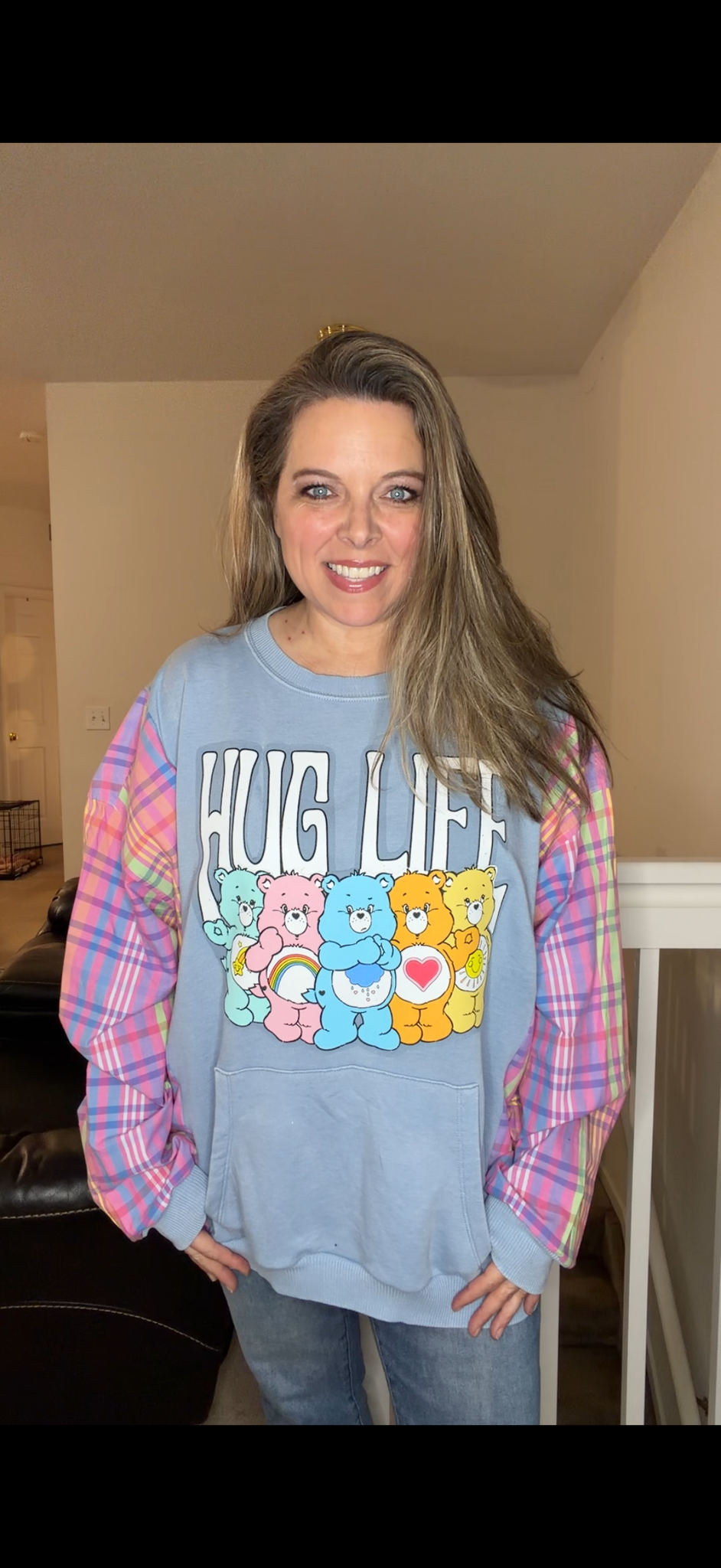Upcycled Hug Life - women's 4X/5X midweight Sweatshirt with cotton sleeves