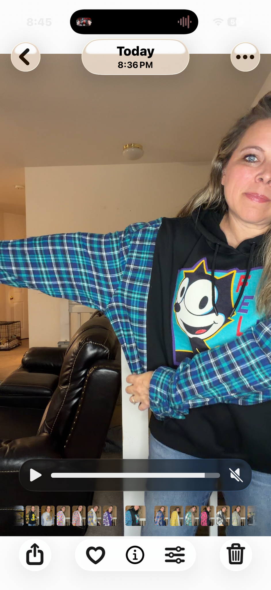 Upcycled Felix - women's XL/1X midweight Sweatshirt with flannel sleeves