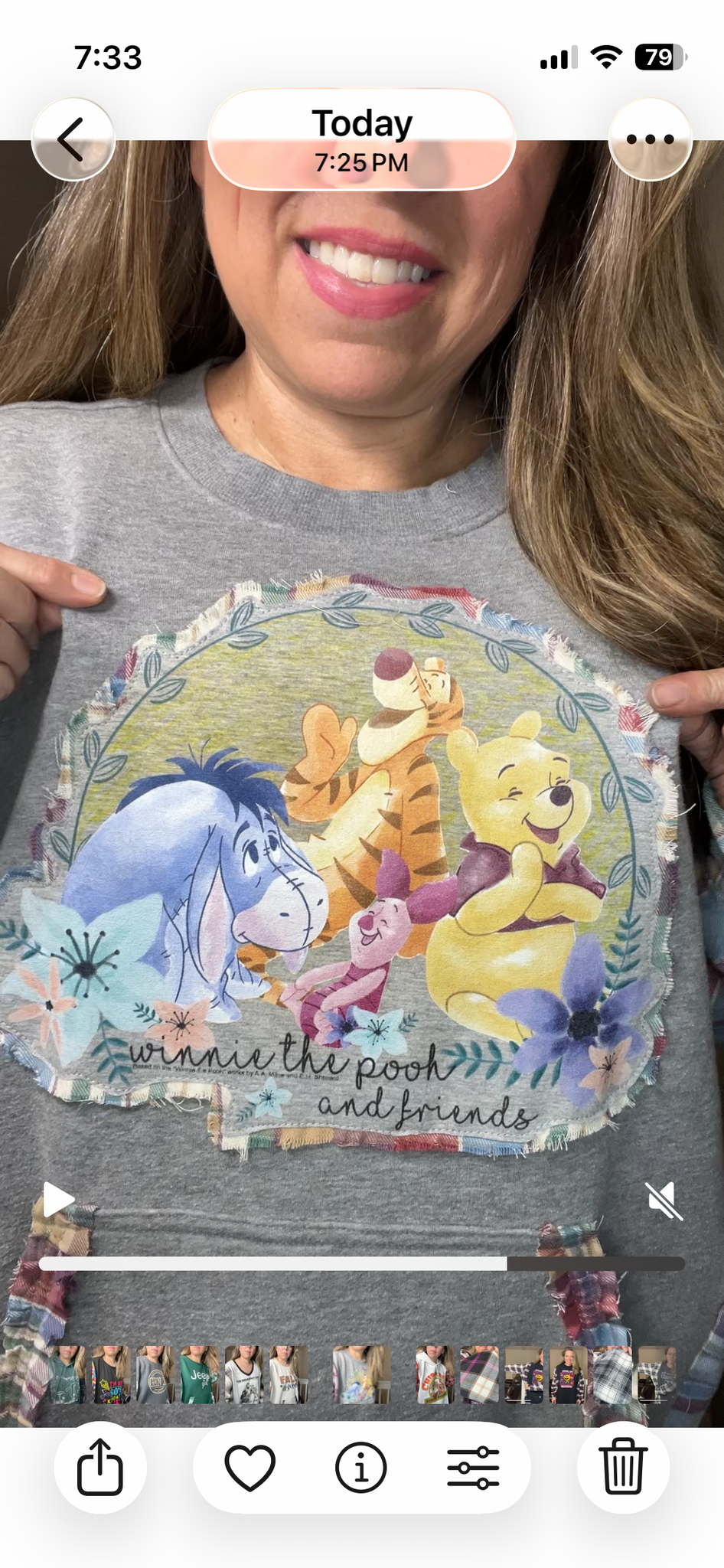 Upcycled Pooh Friends – women’s 2X midweight sweatshirt with flannel sleeves￼
