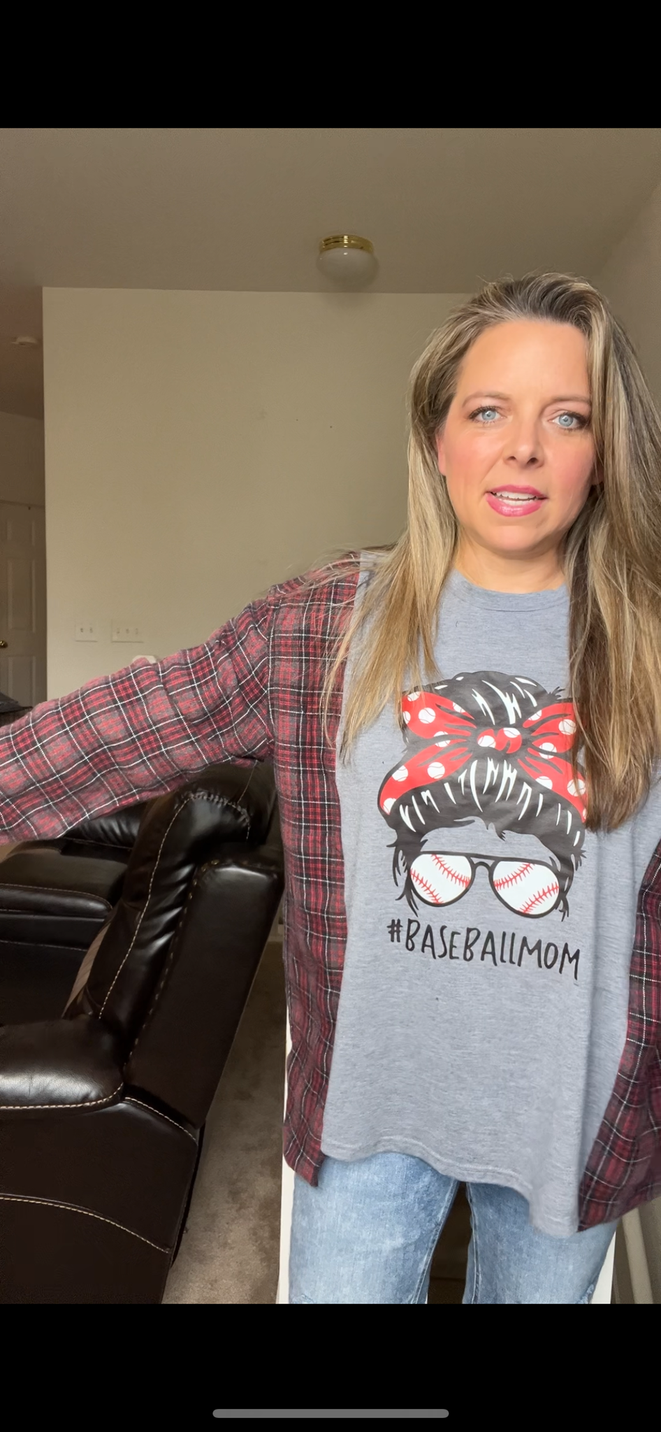 Upcycled Baseball – women’s XL – thin T-shirt with flannel sleeves￼