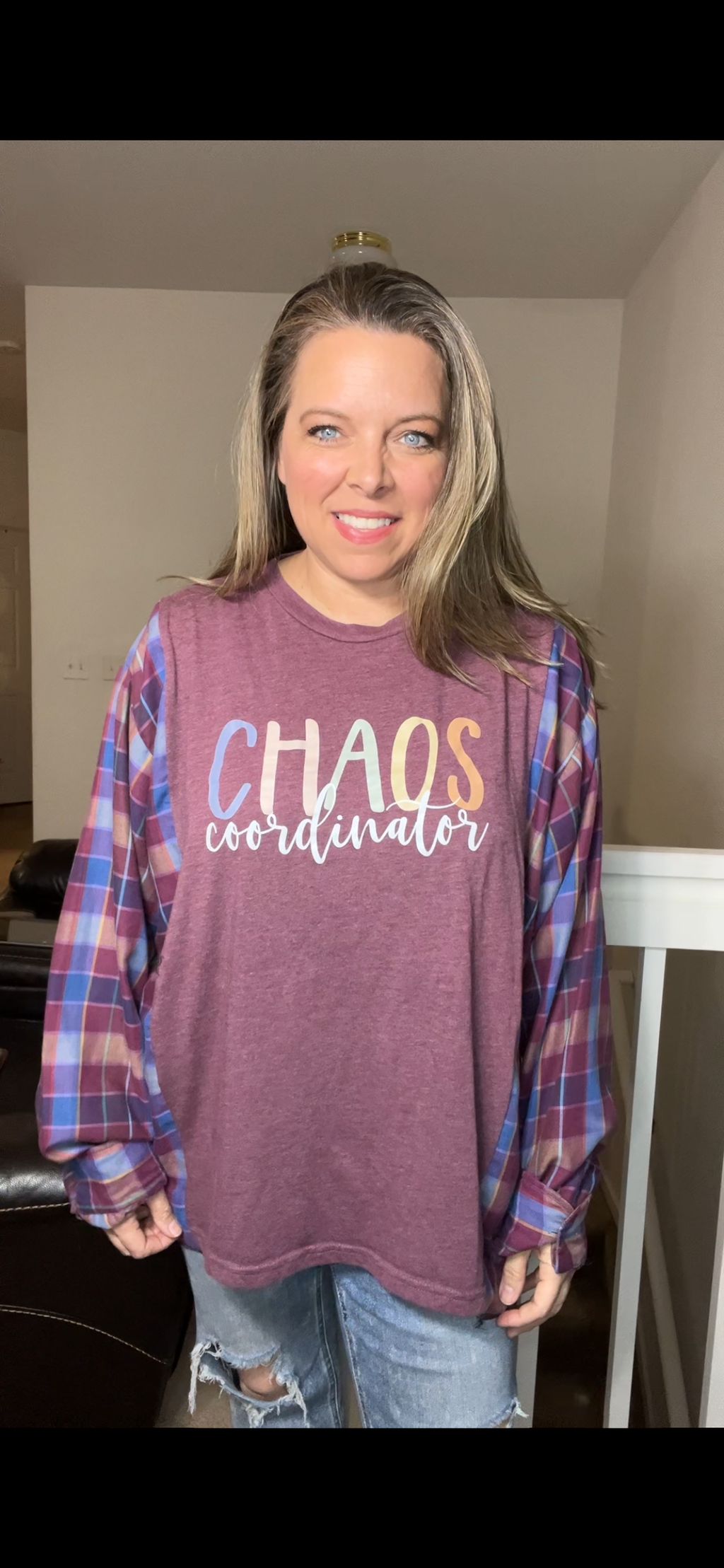 Upcycled Chaos – women’s XL/1X T-shirt with thin cotton sleeves