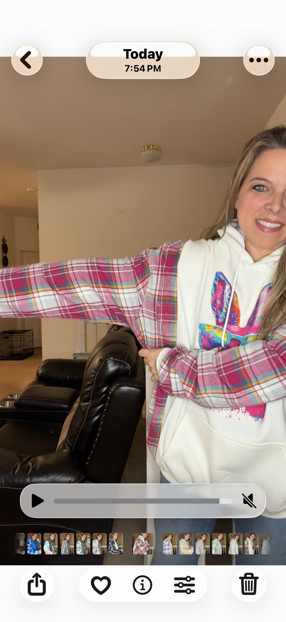 Upcycled Bunny - women's 3X midweight sweatshirt with flannel sleeves
