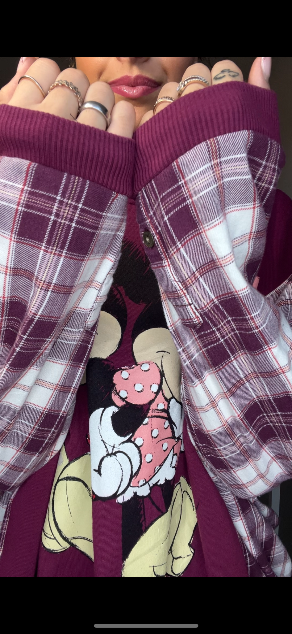 Upcycled Mouses – women’s L/XL – midweight sweatshirt with flannel sleeves – wide, but shorter in length￼