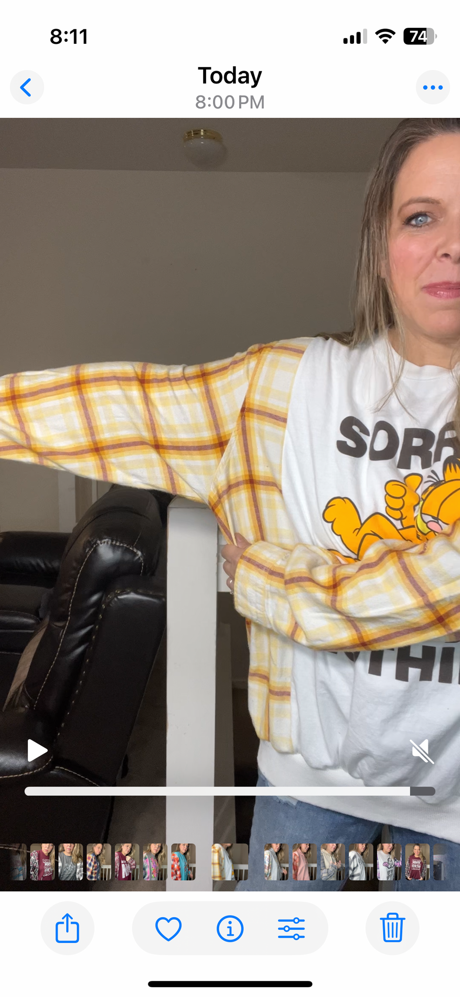 Upcycled Garfield – women’s 2X T-shirt with flannel sleeves