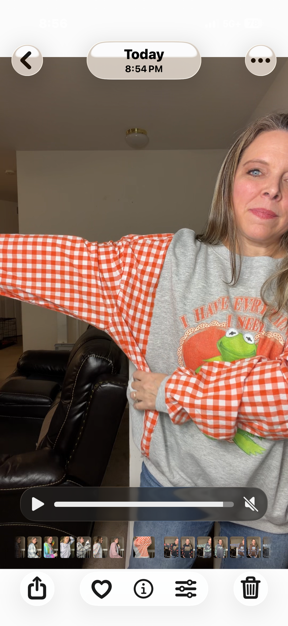 Upcycled Kermit - women's 2X/3X midweight sweatshirt with cotton sleeves