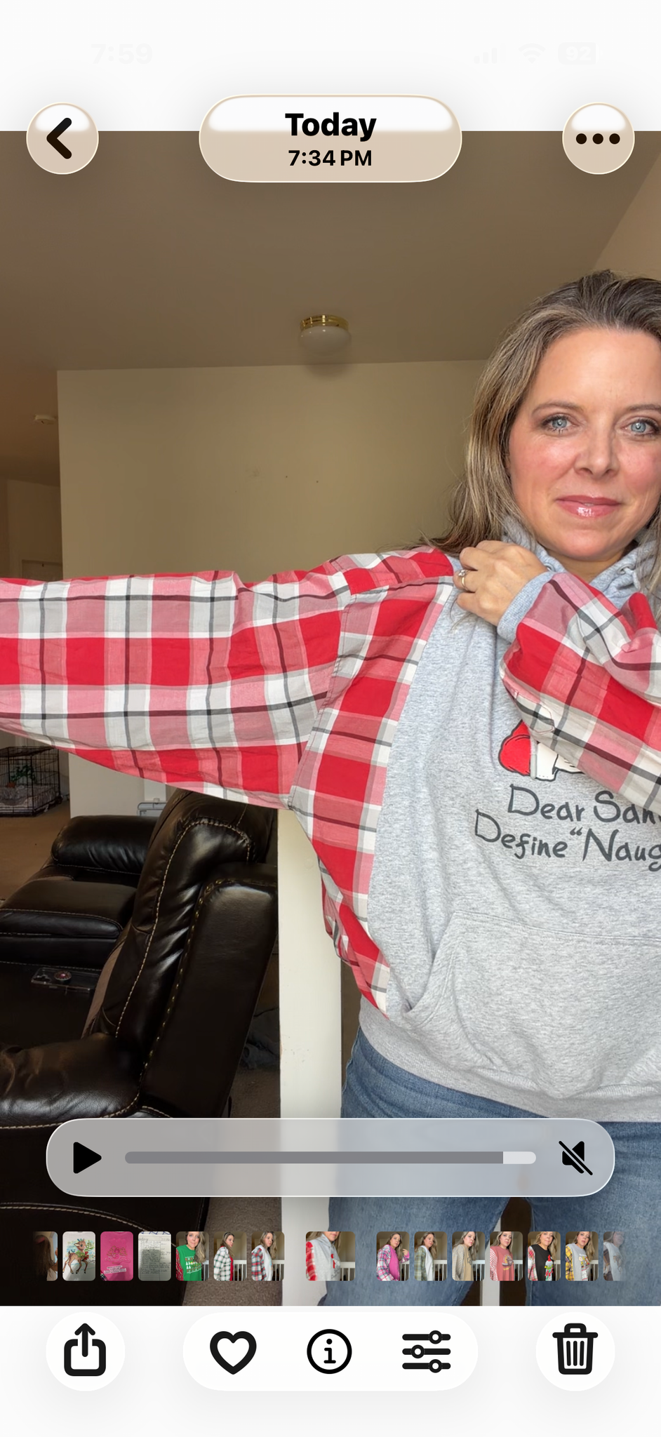 Upcycled Dear Santa - women's M/L midweight Sweatshirt with cotton sleeves