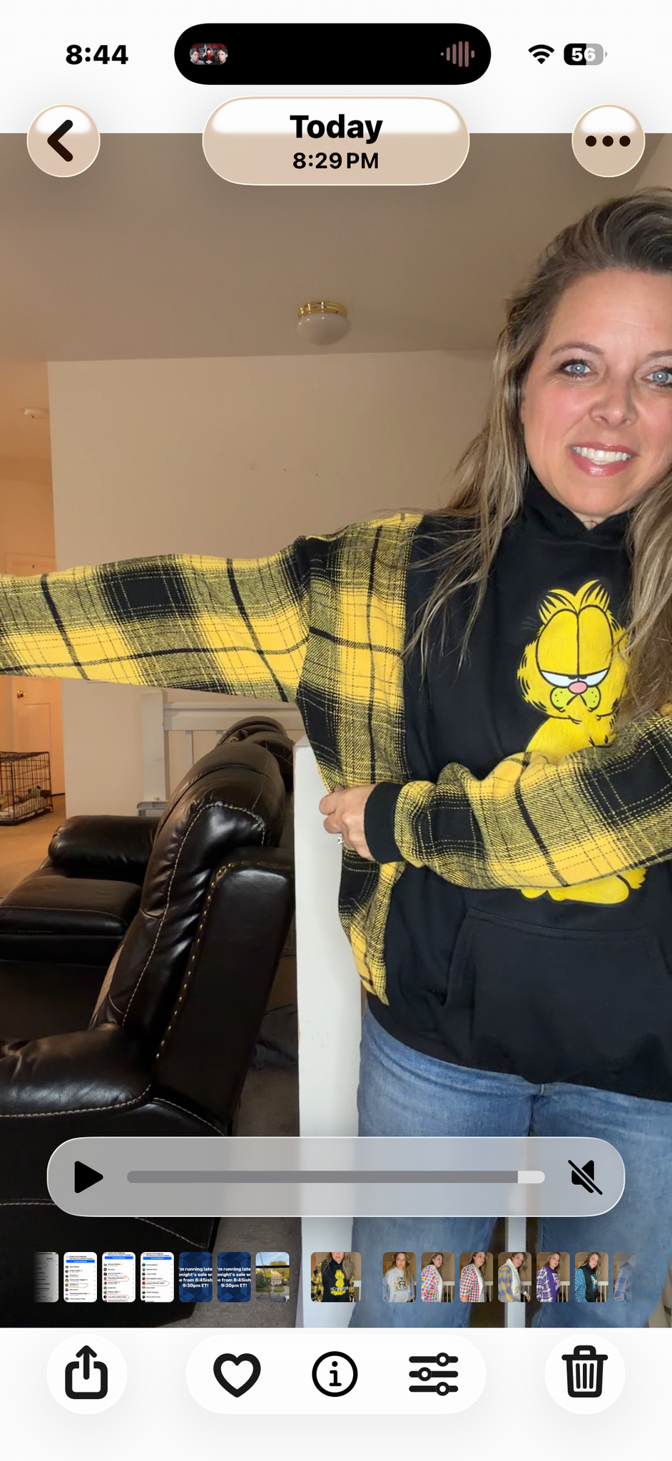 Upcycled Garfield – women's large midweight sweatshirt with textured sleeves ￼