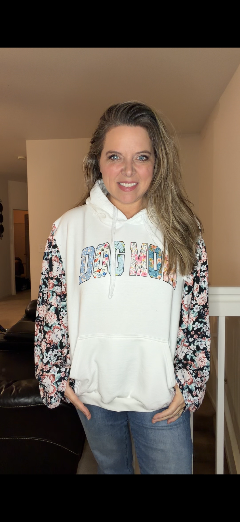 Upcycled Dog Mom - women's 2X midweight sweatshirt with silky sleeves