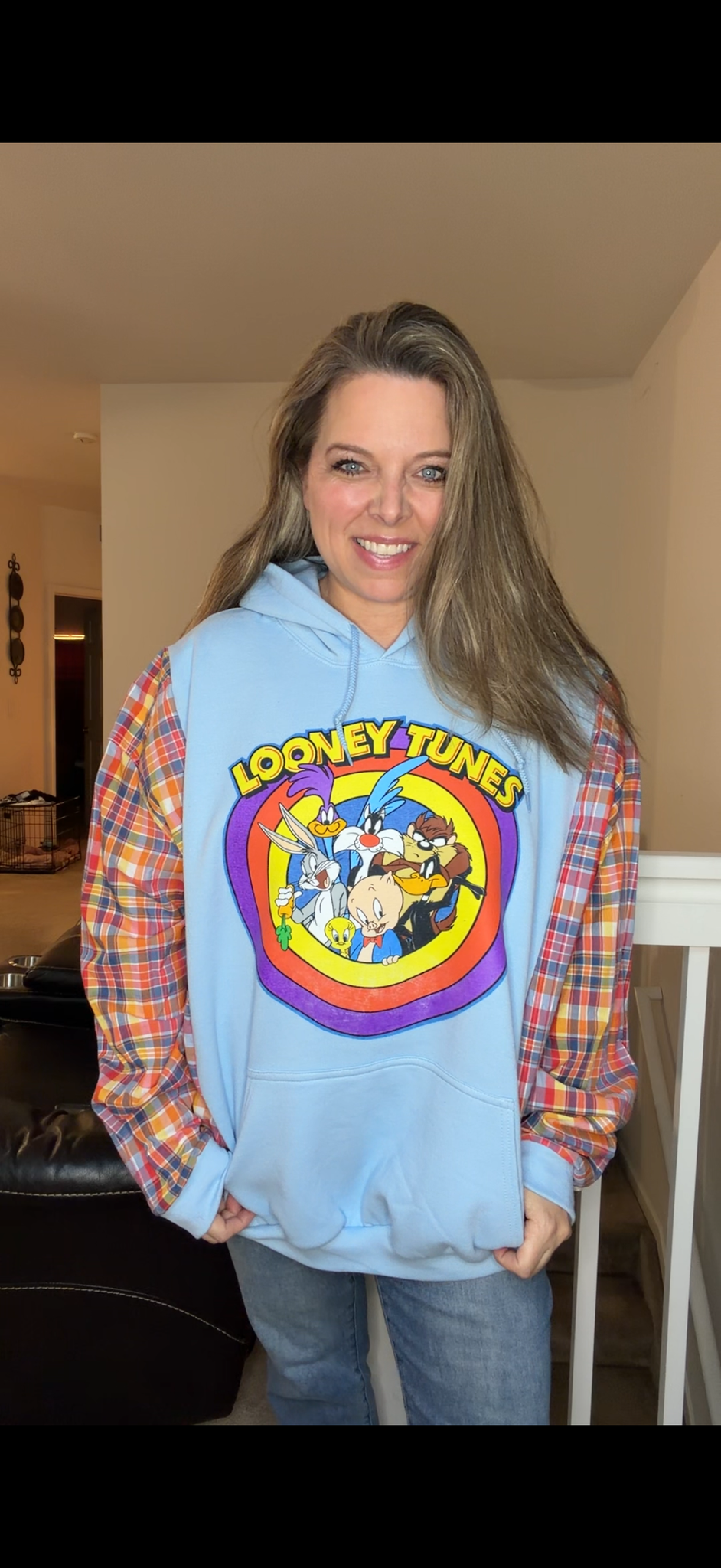 Upcycled Looney - women's 3X/4X midweight Sweatshirt with cotton sleeves