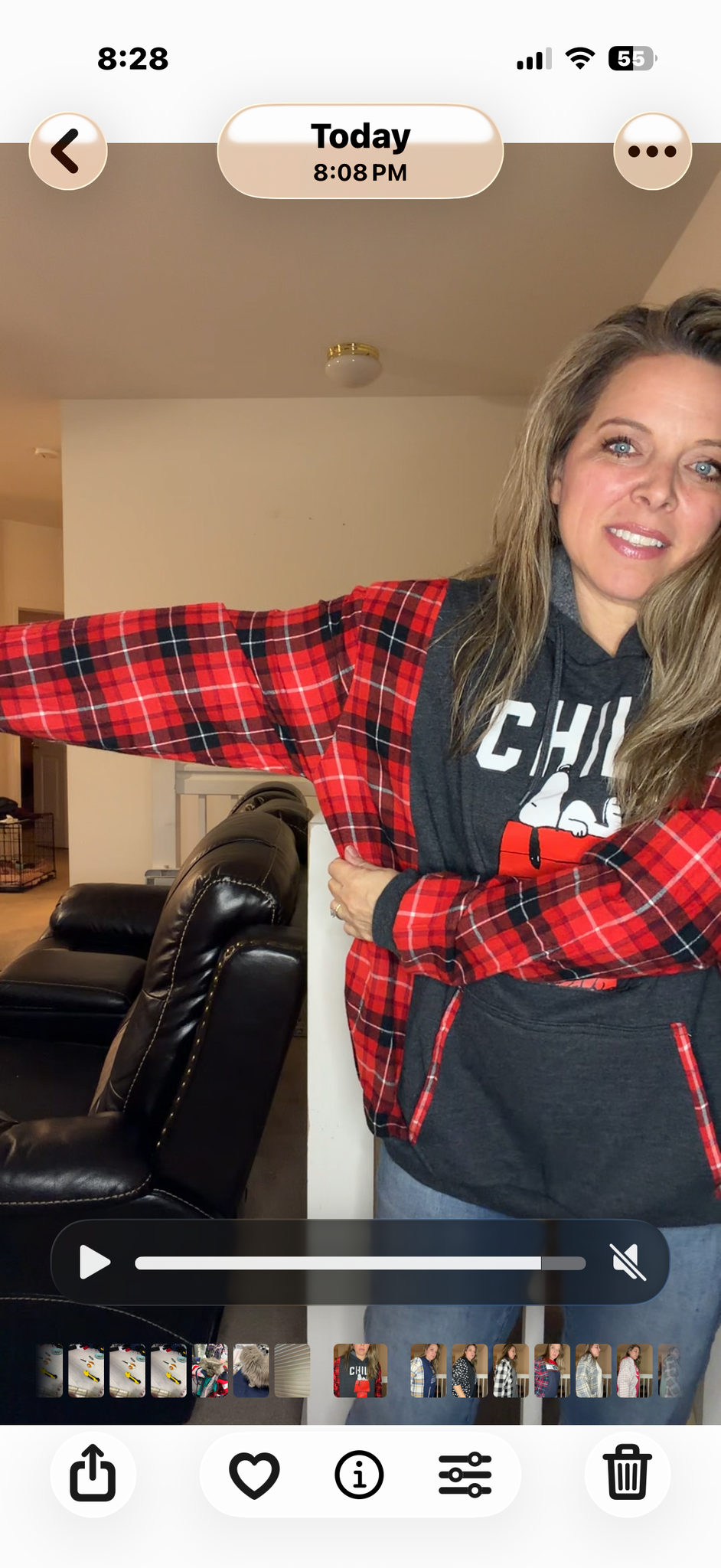 Upcycled Chill - woman's 2X midweight Sweatshirt with flannel sleeves