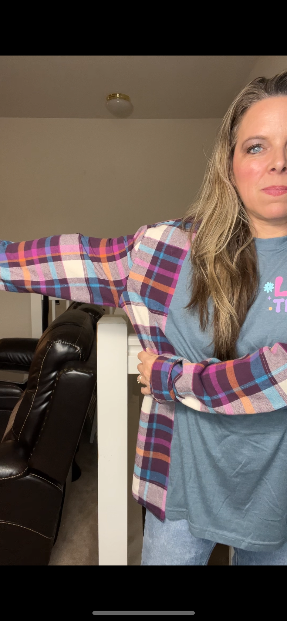 Upcycled Let them – women’s 2X T-shirt with flannel sleeves