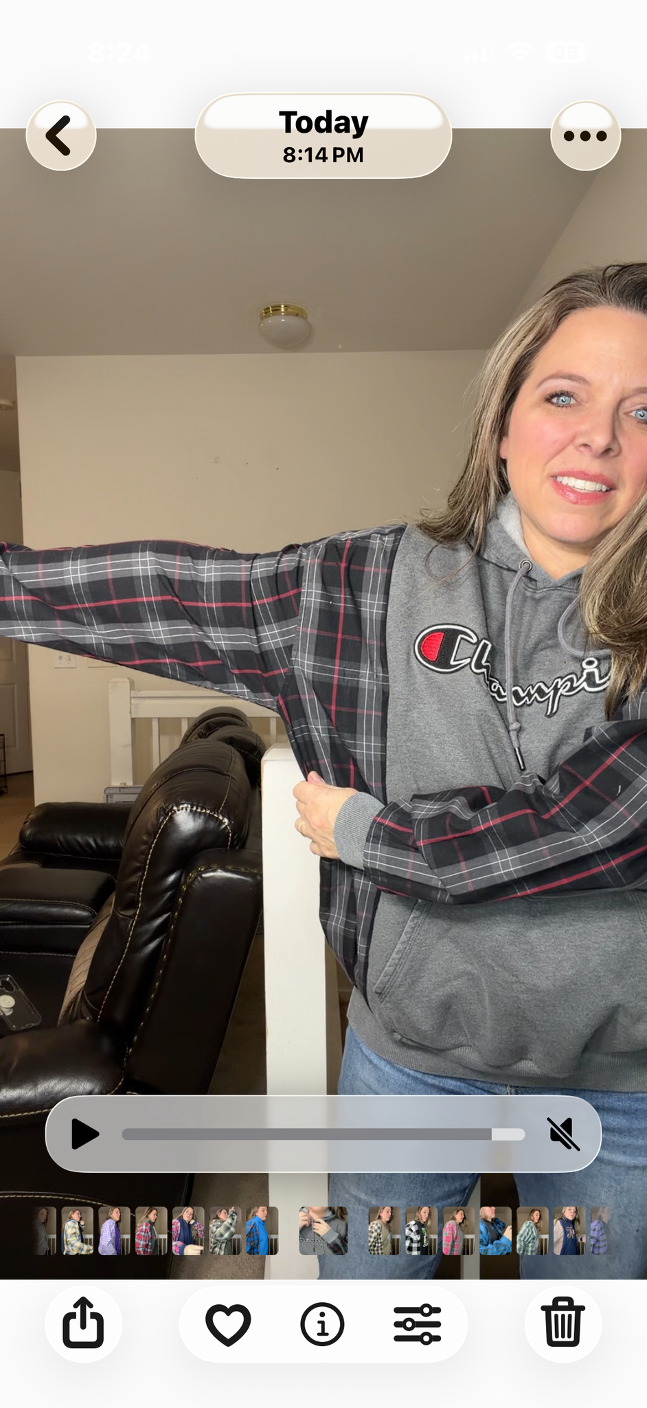 Upcycled Champion - women's large midweight sweatshirt with thin cotton sleeves