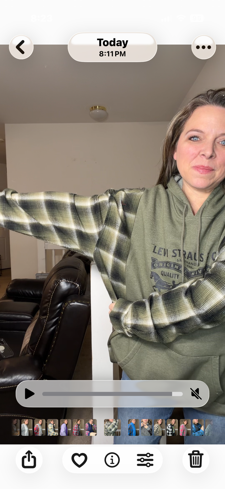 Upcycled Levi - women's 3X/4X midweight sweatshirt with flannel sleeves