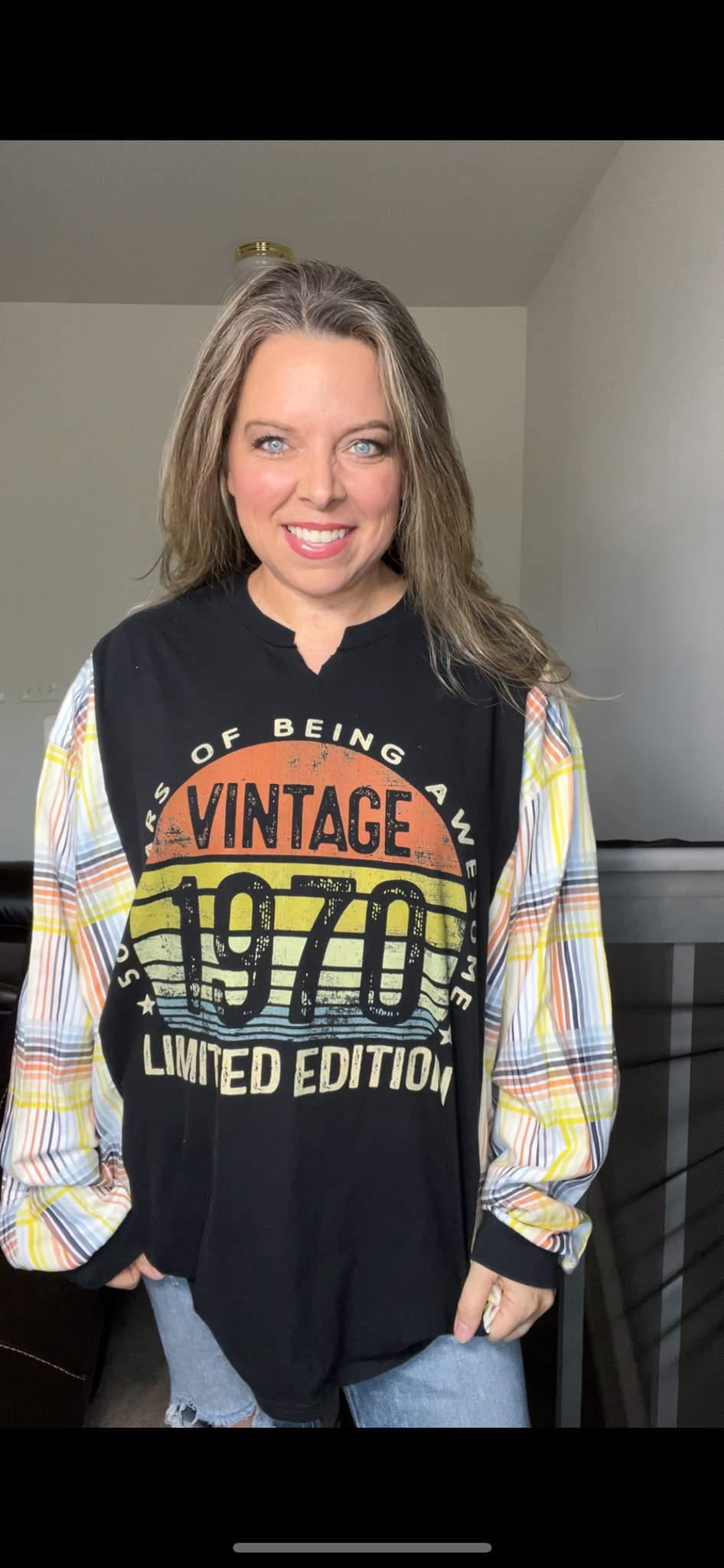 Upcycled 1970 – women’s 4X T-shirt with soft cotton sleeves