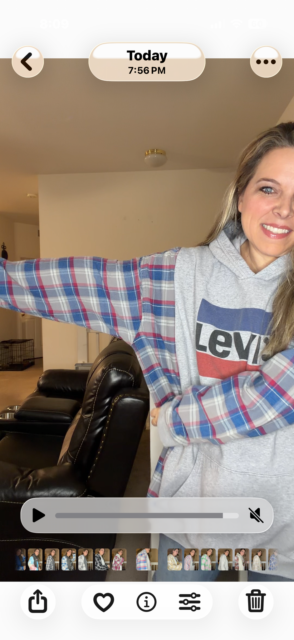 Upcycled Levi's - women's 5X midweight sweatshirt with flannel sleeves