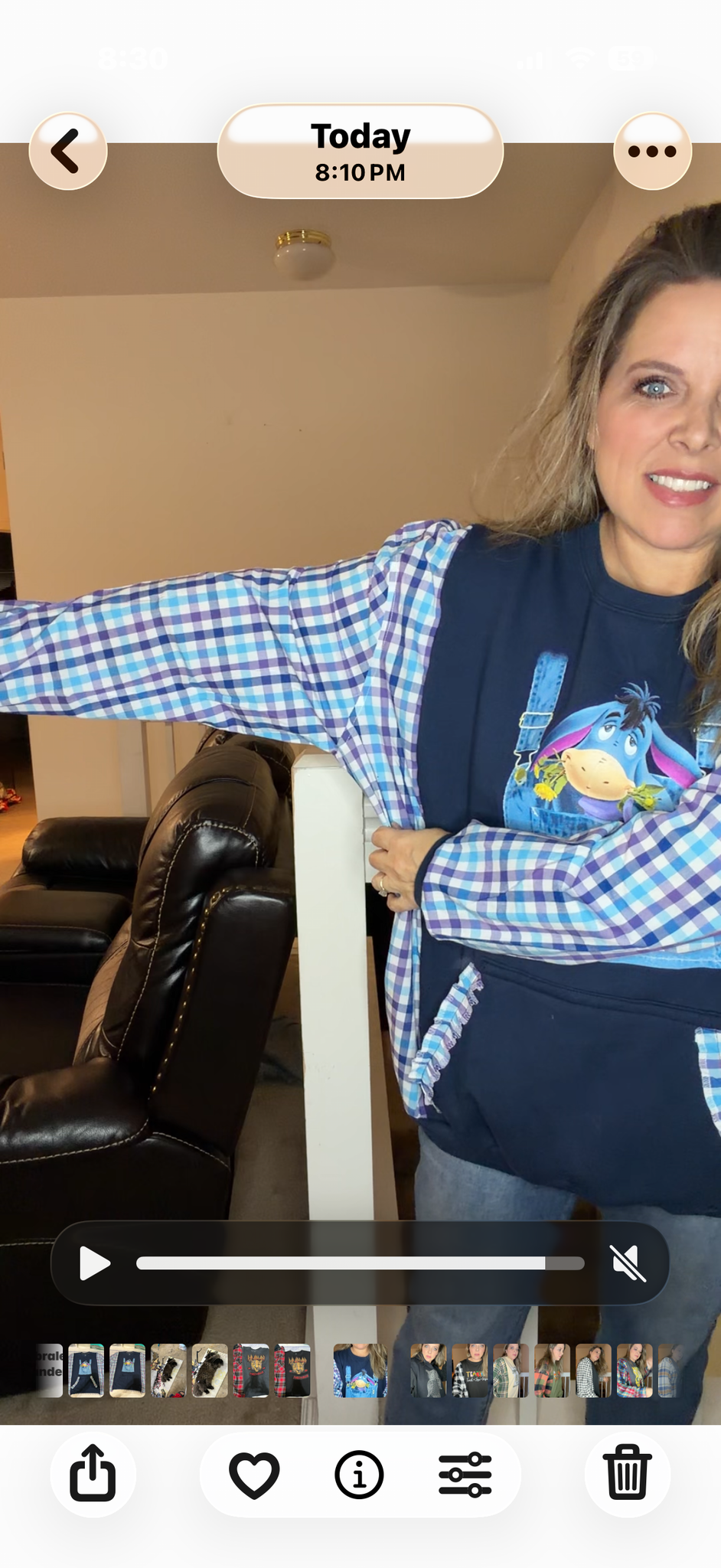 Upcycled Eeyore - women's 2X/3X midweight Sweatshirt with cotton sleeves