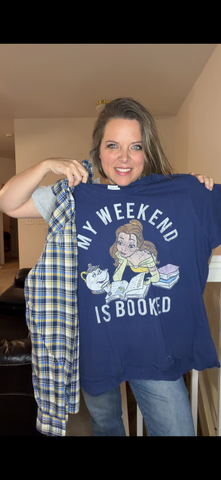 Upcycled Belle - pick size between XS/2X T-shirt with cotton sleeves