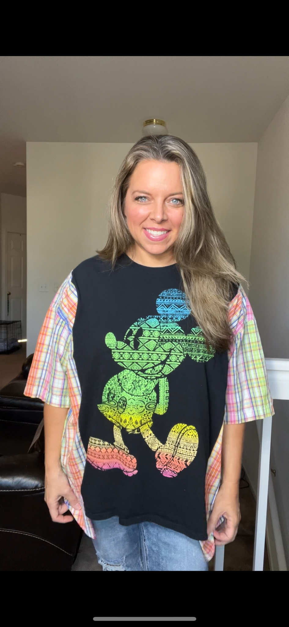 Upcycled Mickey – women’s XL – Tshirt with short sleeves￼