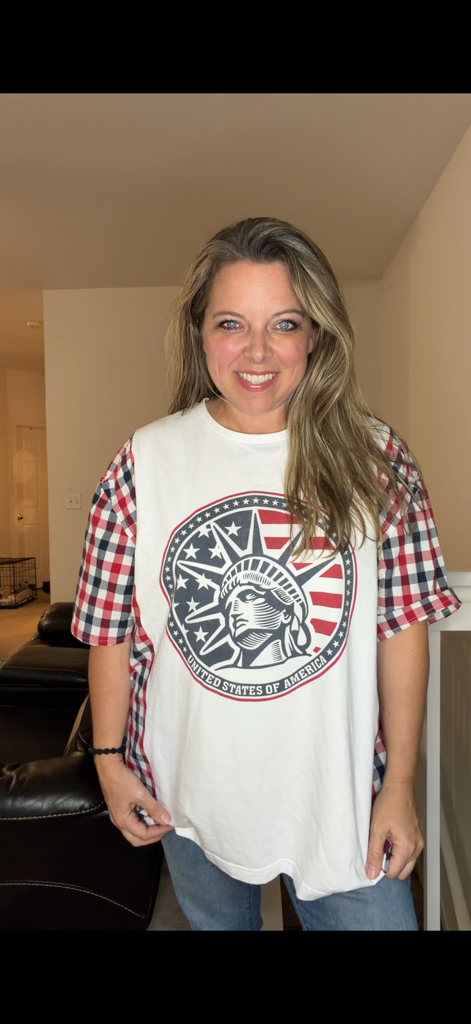 Upcycled Liberty - women's 1X T-shirt with short sleeves