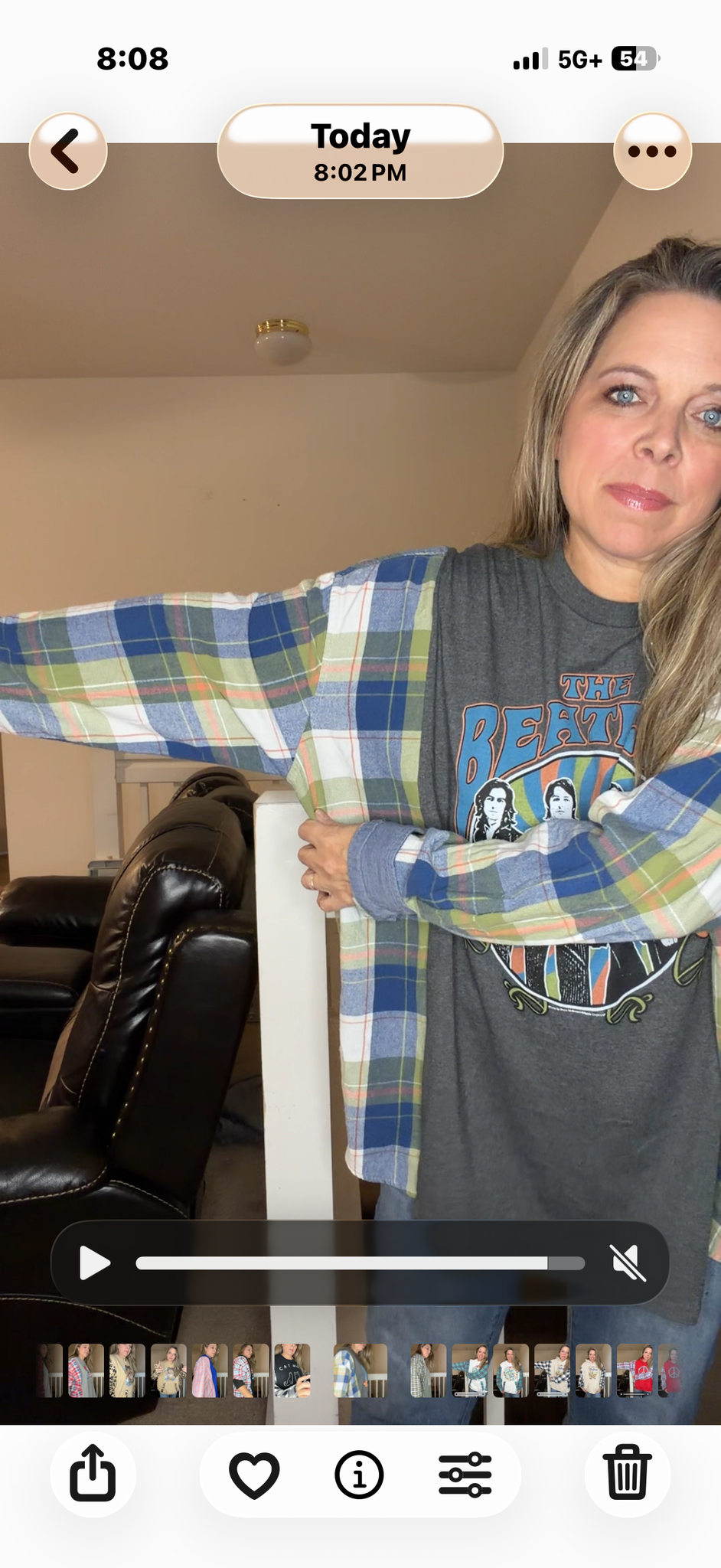 Upcycled Beatles - women's 2X/3X T-shirt with flannel sleeves ￼