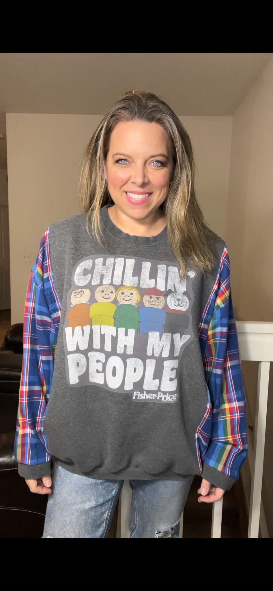 Upcycled My People – women’s 2X midweight sweatshirt with cotton sleeves