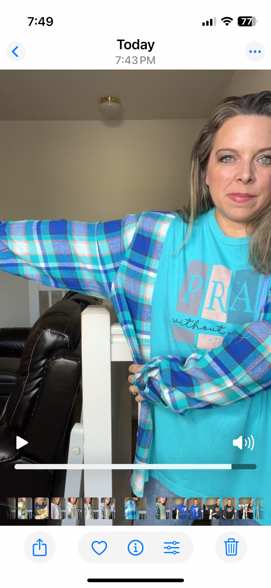 Upcycled Pray – women’s 2X T-shirt with flannel sleeves