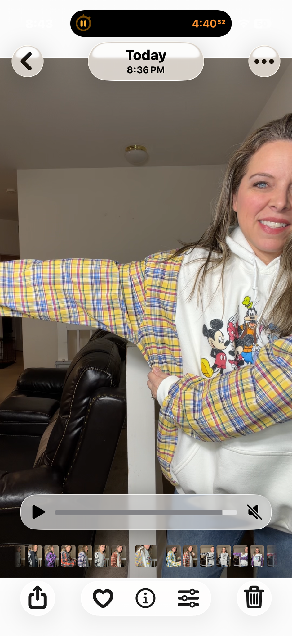 Upcycled Disney - women's 2X midweight sweatshirt with flannel sleeves