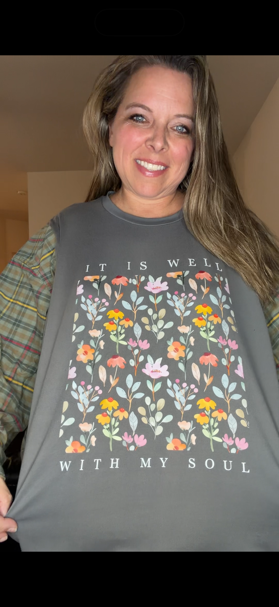 Upcycled Soul - women's 3X/4X T-shirt with flannel sleeves