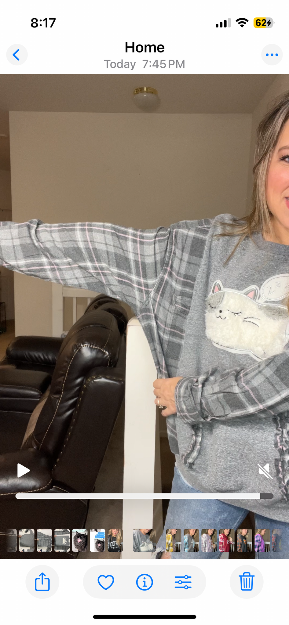 Upcycled Cat – women’s 2X midweight sweatshirt with flannel sleeves