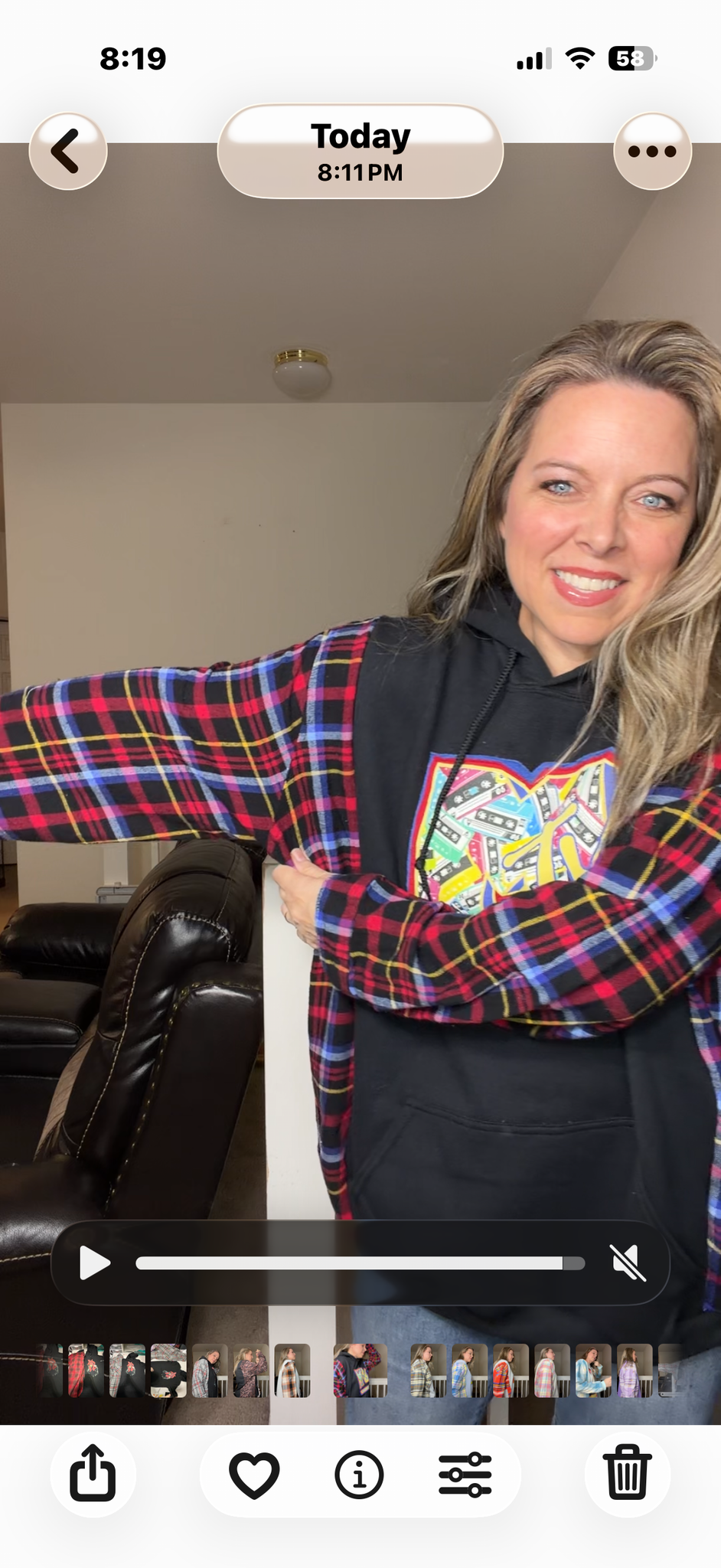 Upcycled MTV - women's 3X/4X midweight sweatshirt with flannel sleeves