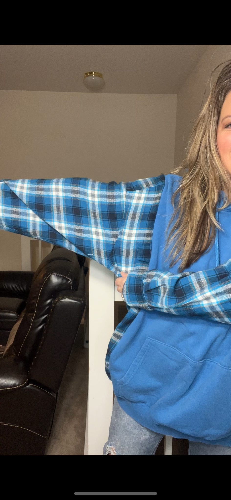 Upcycled Northface – women’s 4X – midweight sweatshirt with flannel sleeves