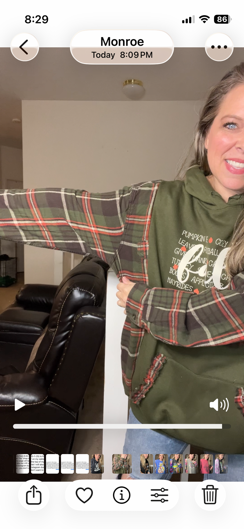 Upcycled Fall – women’s 3X midweight sweatshirt with flannel sleeves