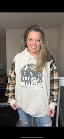 Upcycled Breakfast club – women’s 4X – midweight sweatshirt with flannel sleeves