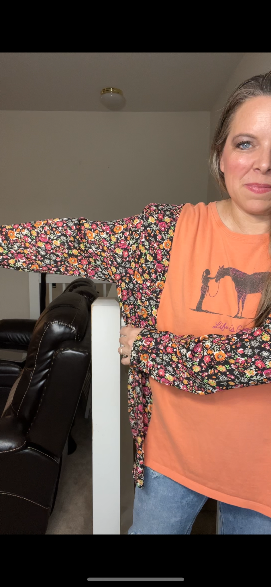 Upcycled Horse – women’s XL T-shirt with silky sleeves