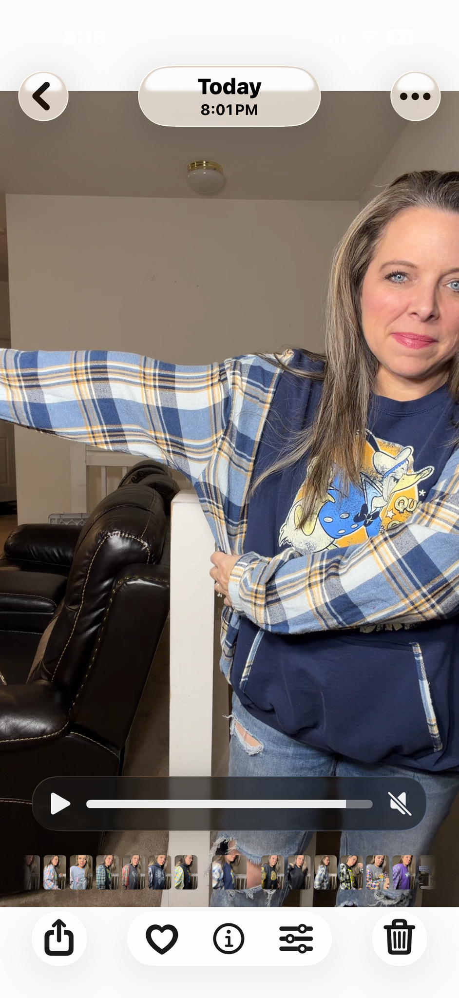 Upcycled Donald Duck – women's 1X/2X midweight sweatshirt with flannel sleeves