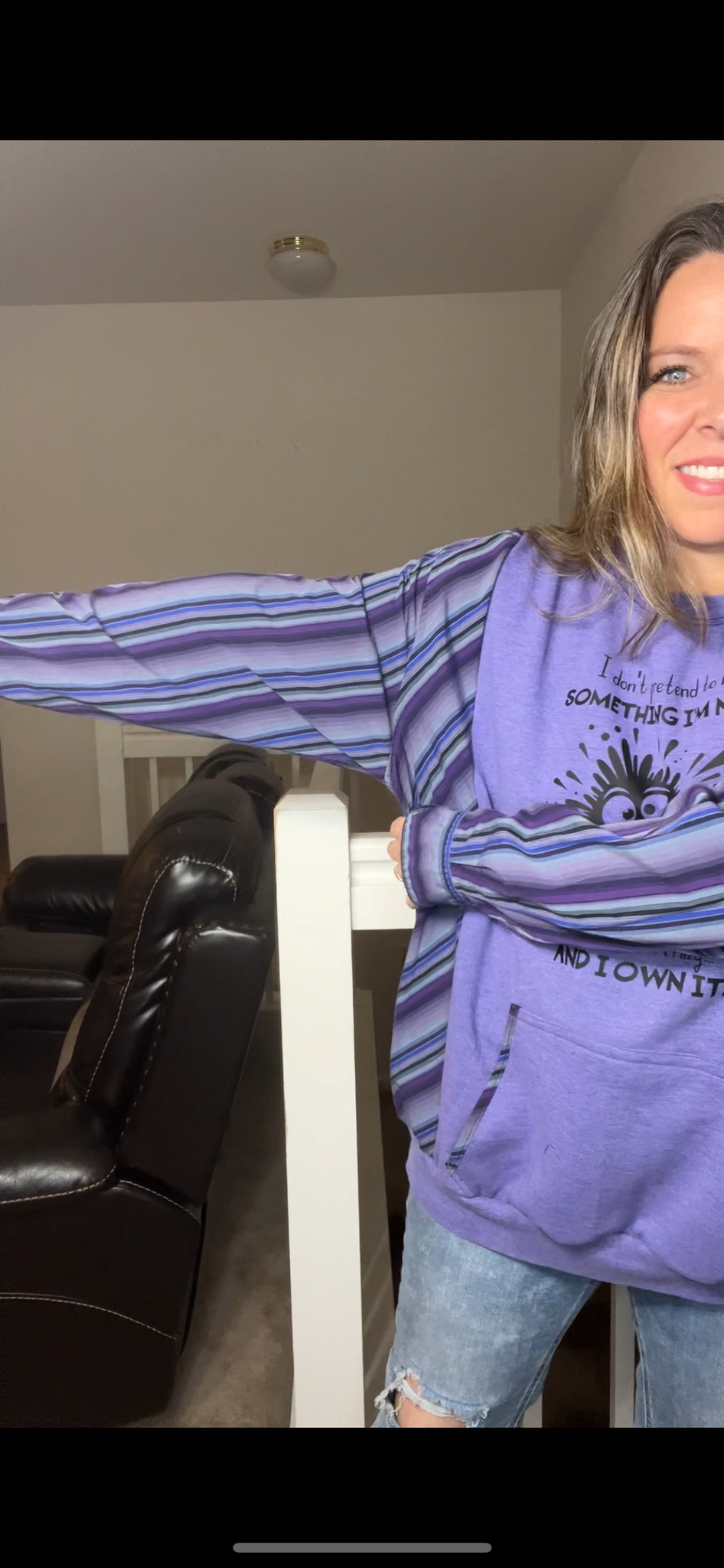Upcycled Crazy – women’s 2X midweight sweatshirt with cotton sleeves
