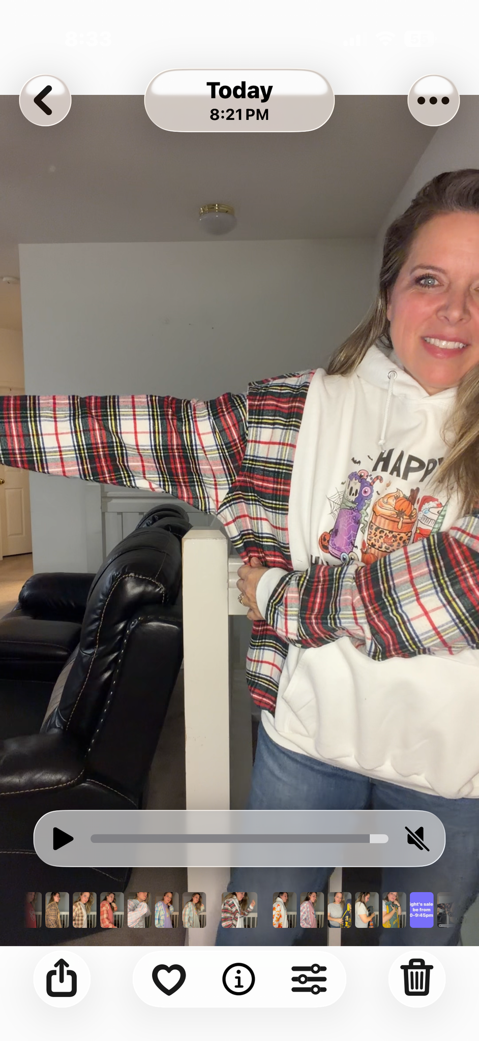 Upcycled Hallothanksmas - women's XL midweight sweatshirt with thick flannel sleeves