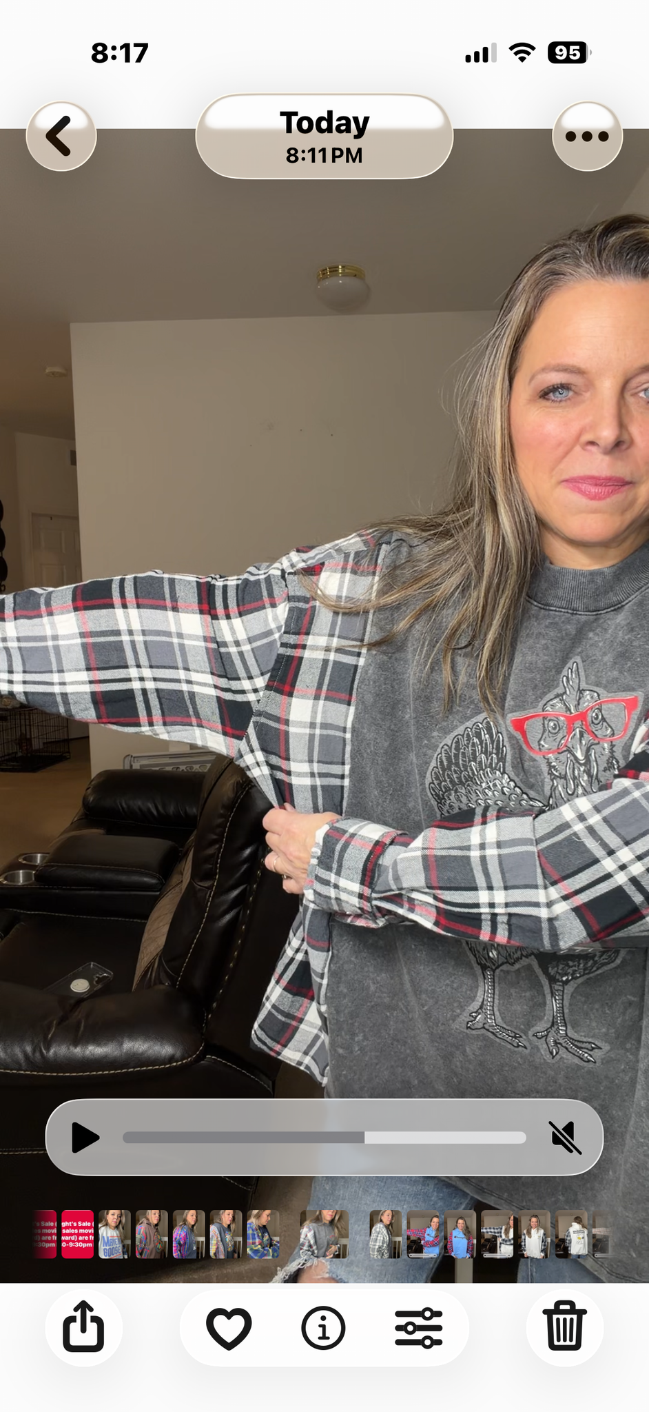 Upcycled Chicken – women's 3X midweight sweatshirt with flannel sleeves