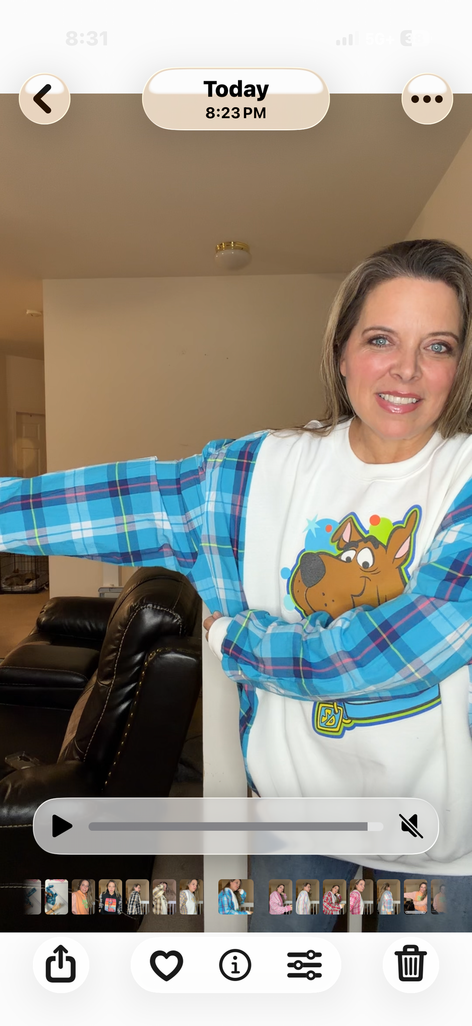 Upcycled Scooby - women's 2X/3X midweight Sweatshirt with cotton sleeves