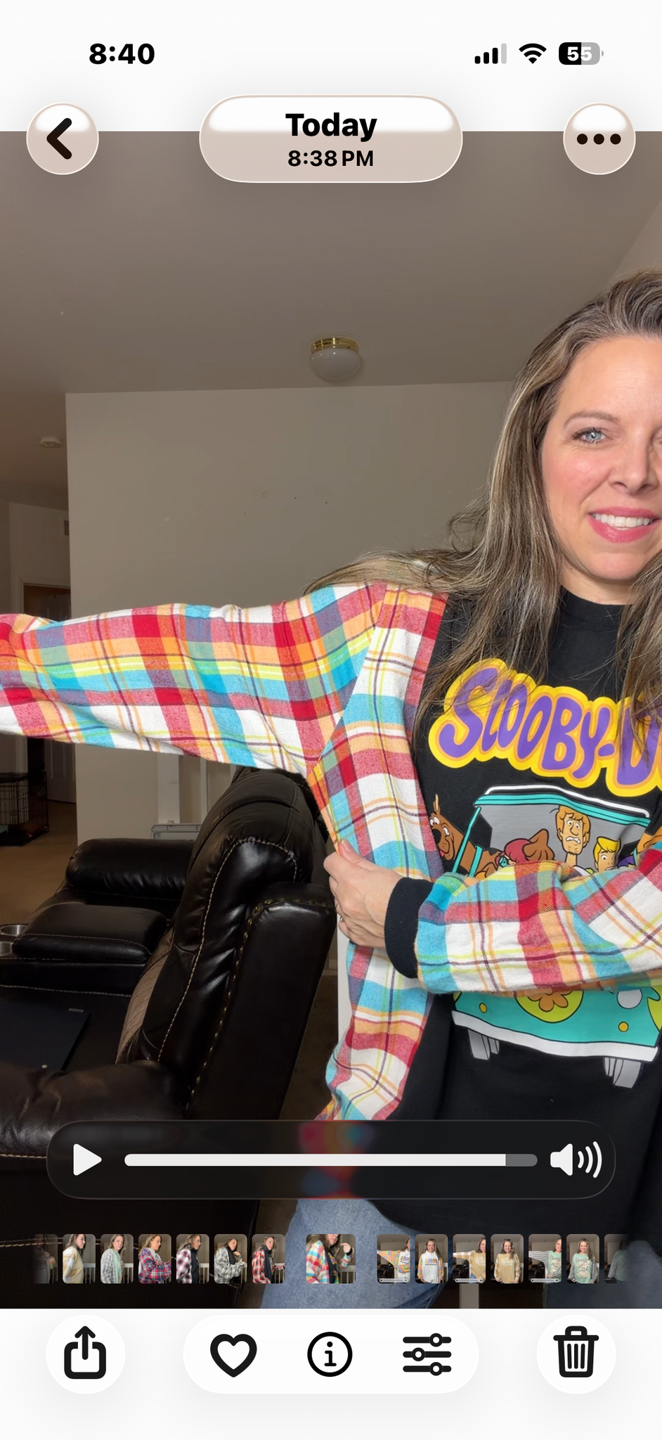 Upcycled Scooby - women's 1X T-shirt with flannel sleeves