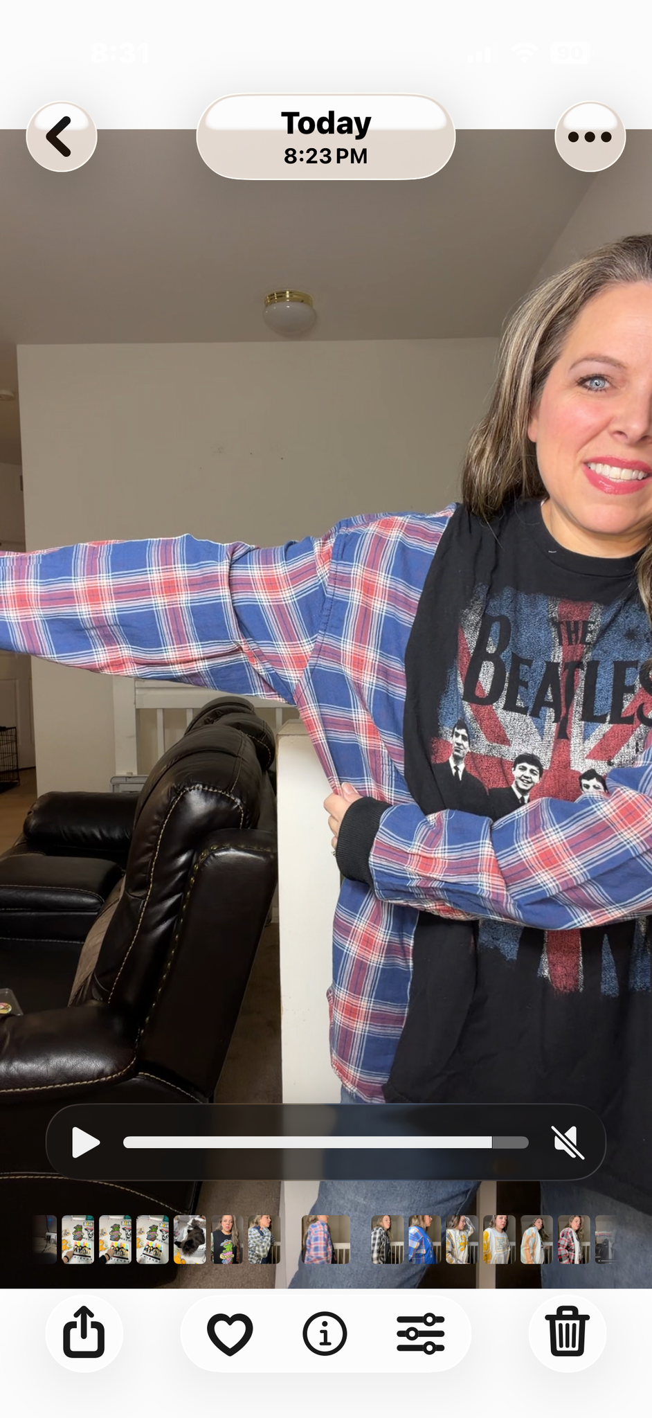 Upcycled Beatles - women's 2X T-shirt with flannel sleeves