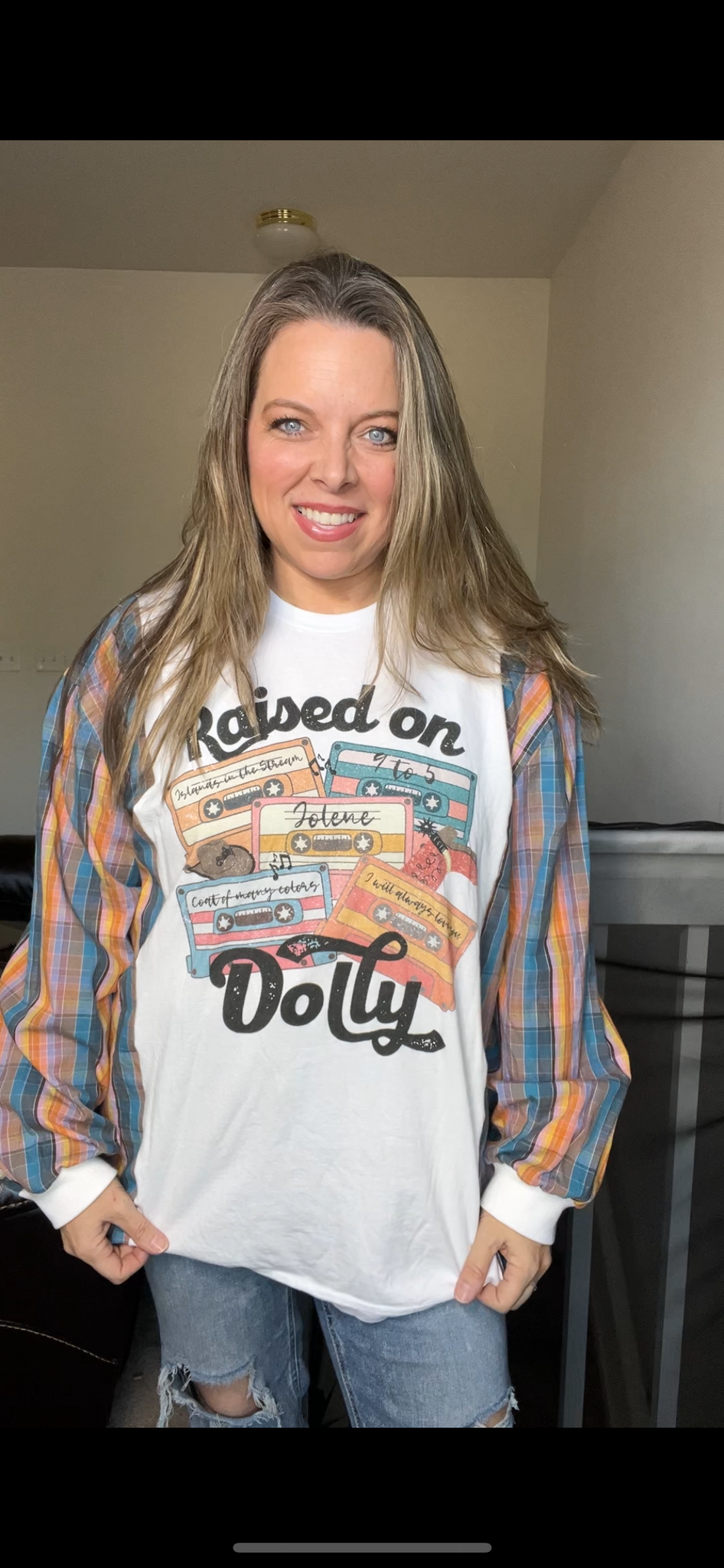 Upcycled Dolly – women’s 1X T-shirt with cotton sleeves
