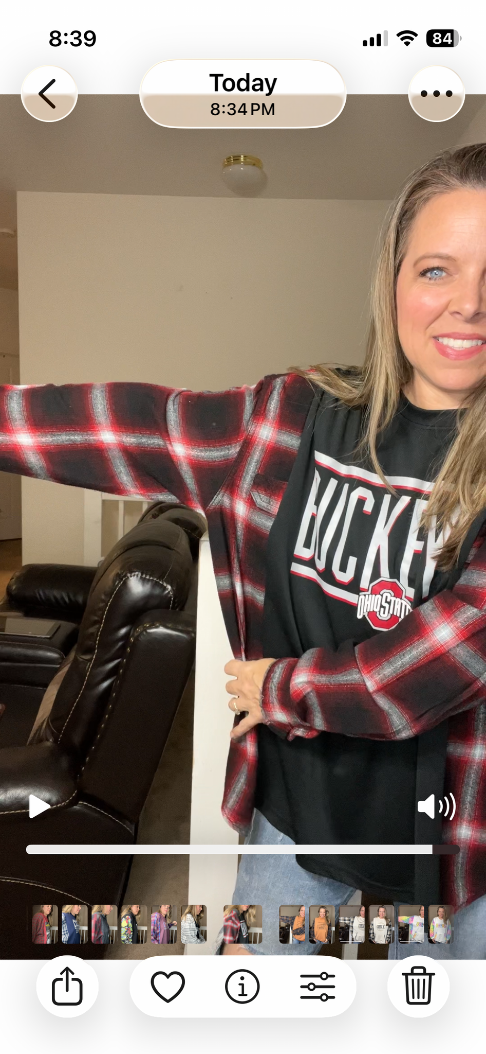 Upcycled Ohio state – women’s 2X dry, fit T-shirt with flannel sleeves