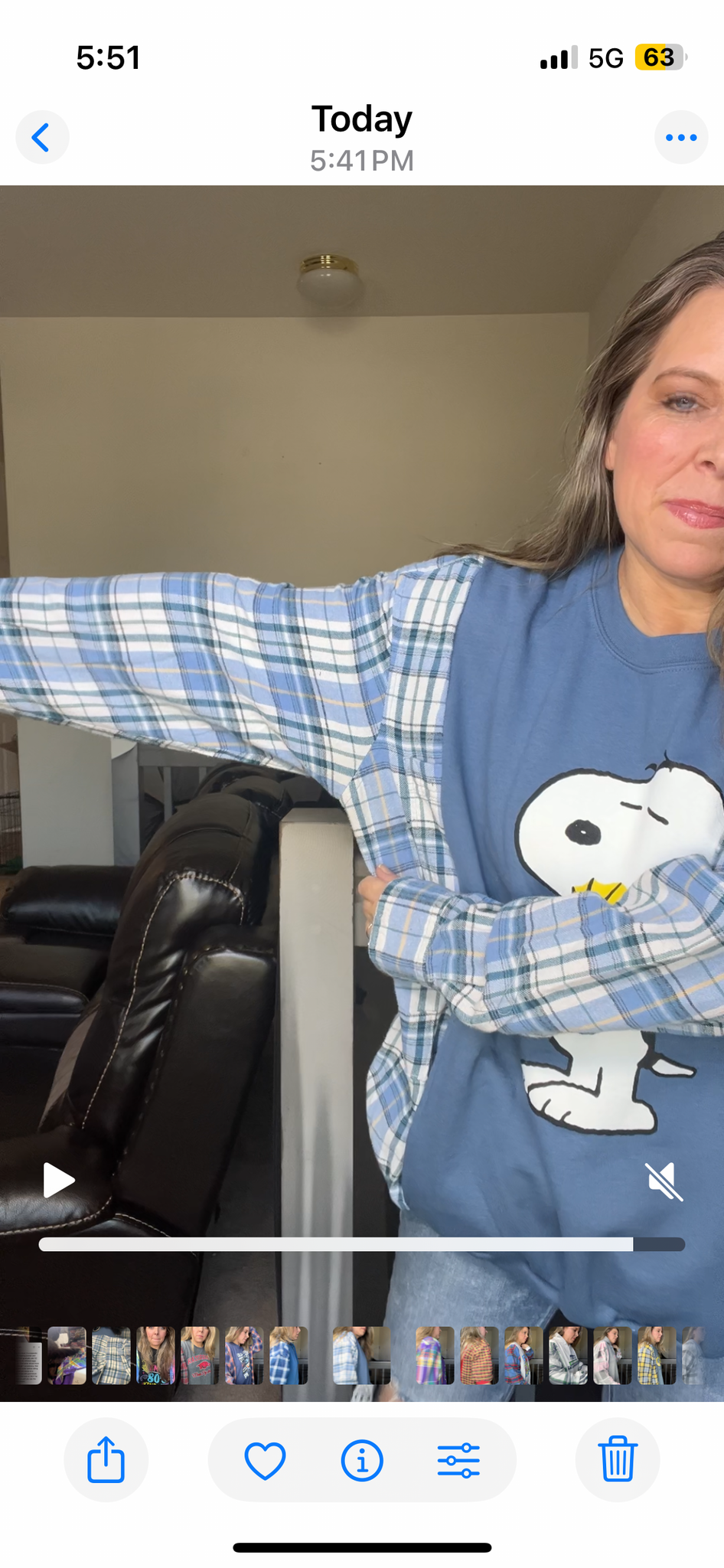 Upcycled Snoopy - women's 3X/4X midweight sweatshirt with flannel sleeves