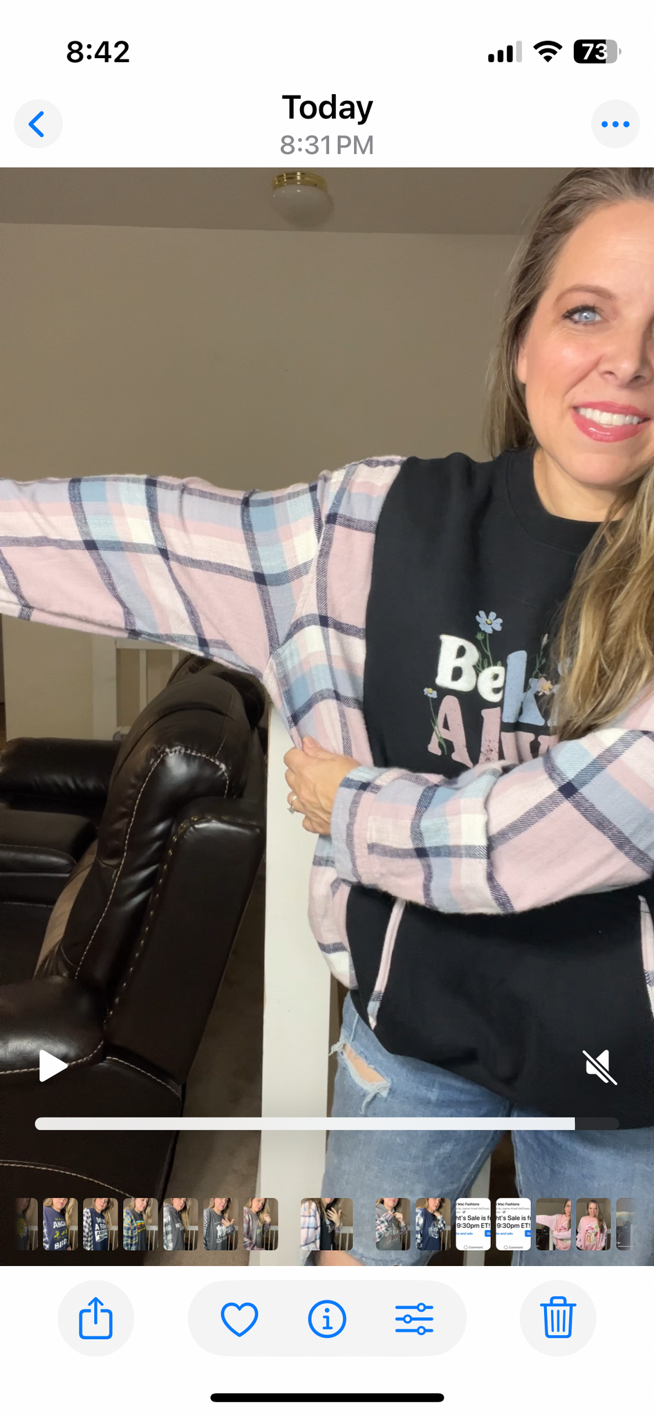 Upcycled Be kind – women’s large/XL midweight sweatshirt with flannel sleeves