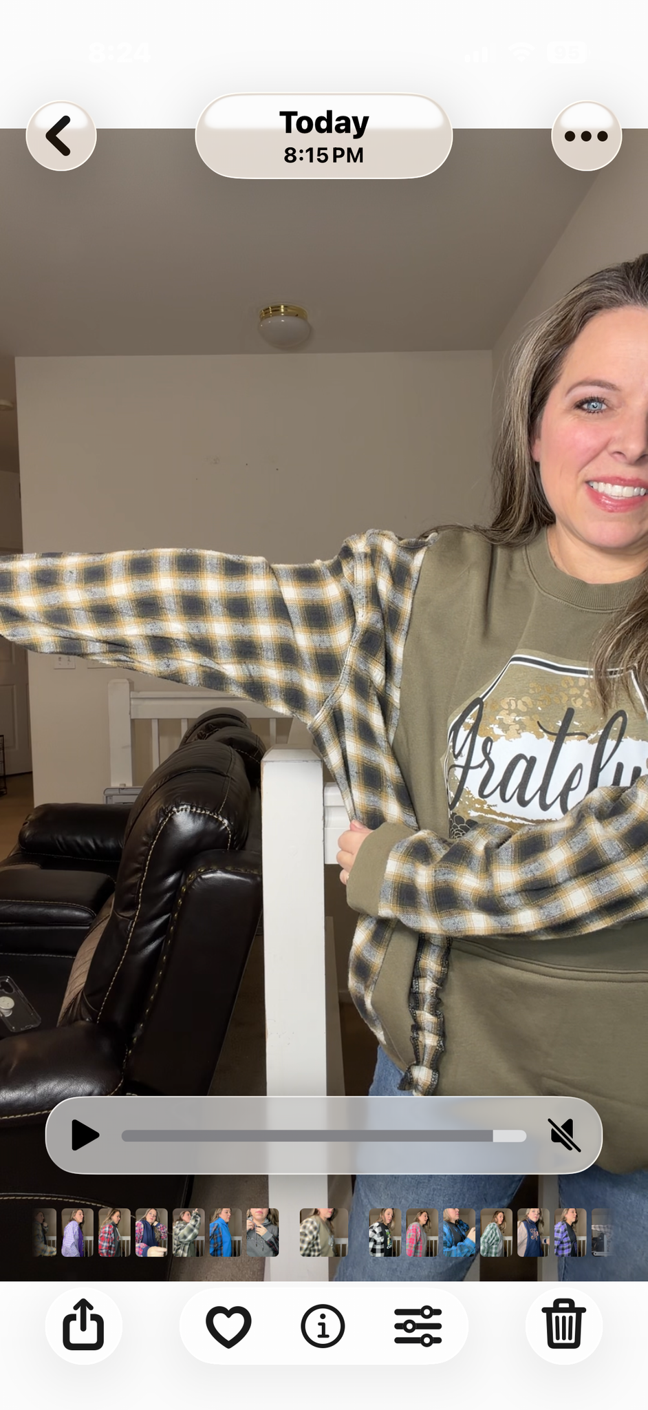 Upcycled Grateful - Women's 3X midweight sweatshirt with flannel sleeves