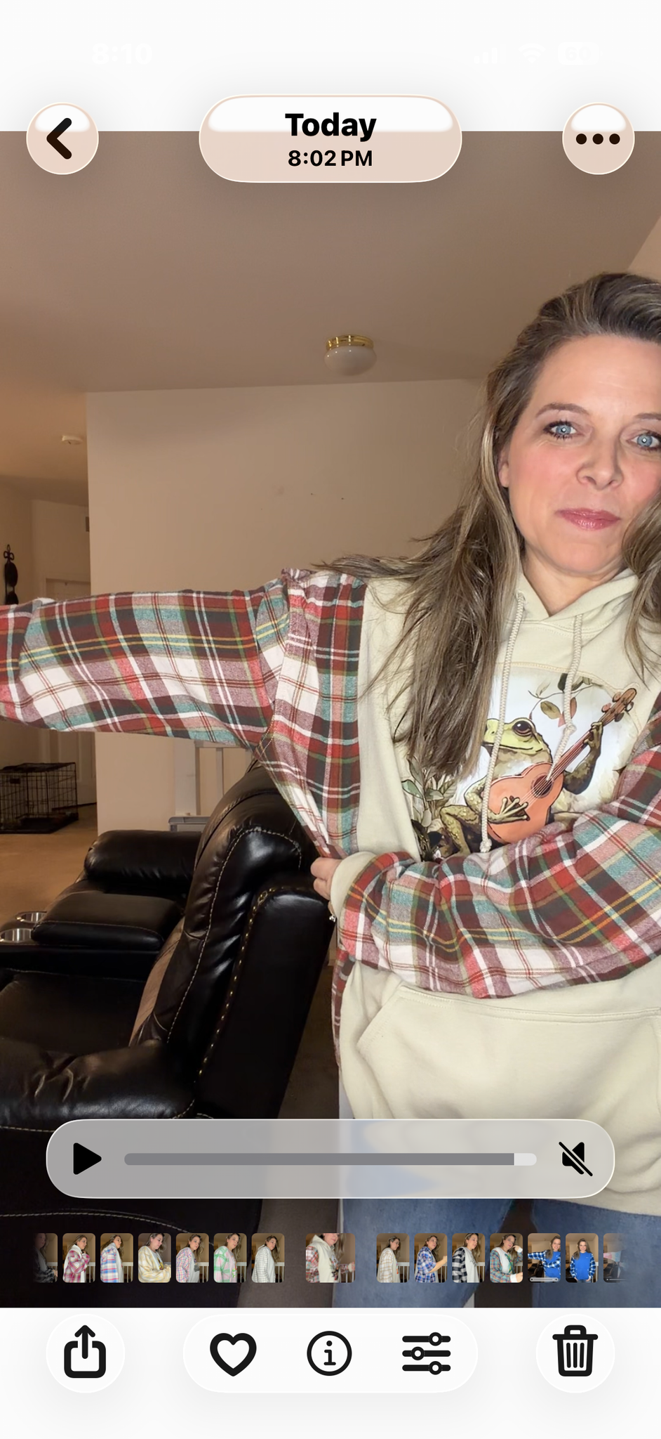 Upcycled Frog - women's 2X/3X midweight sweatshirt with flannel sleeves